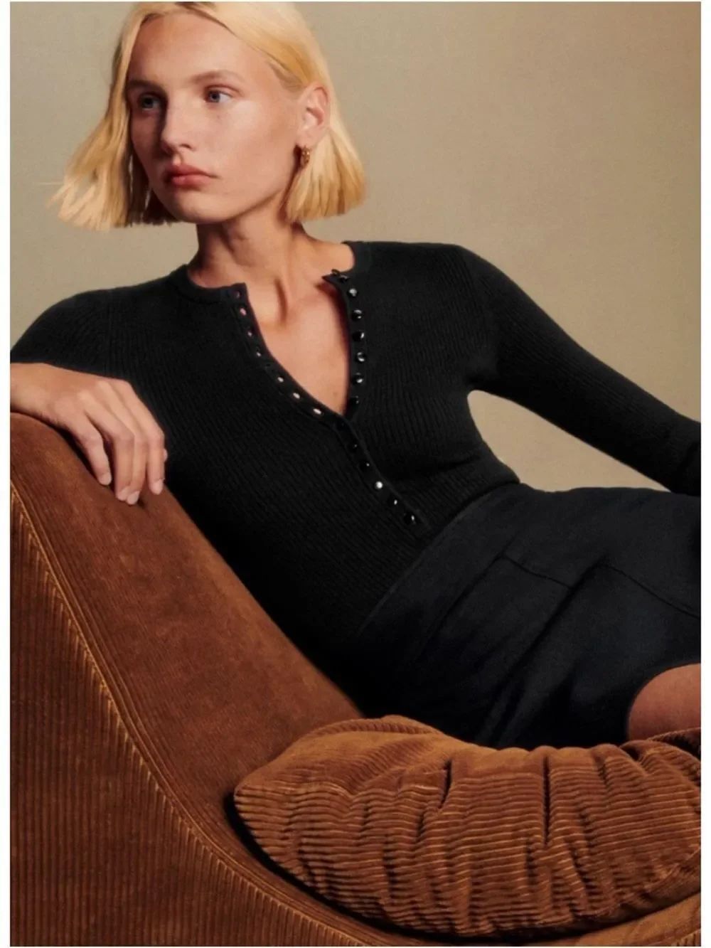 Sezane Billy Bodysuit Black - Size M ~ Excellent